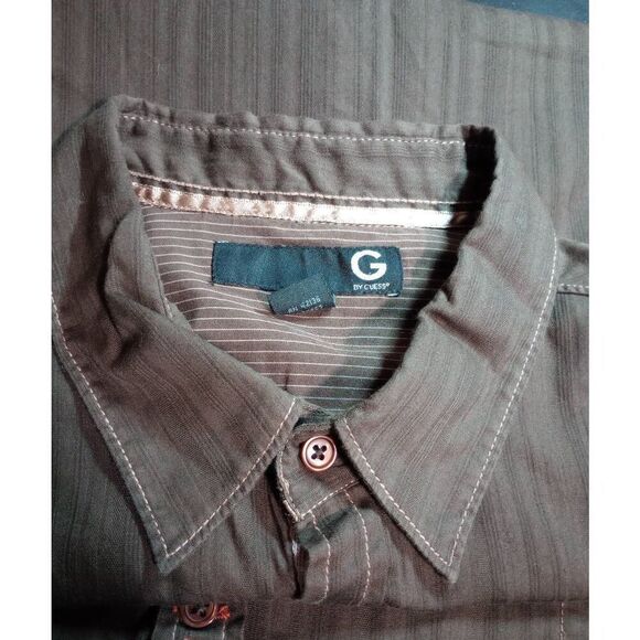 Guess Shirt Men's 2xl Brown Button Front Long Sleeve Light Weight - Picture 5 of 8